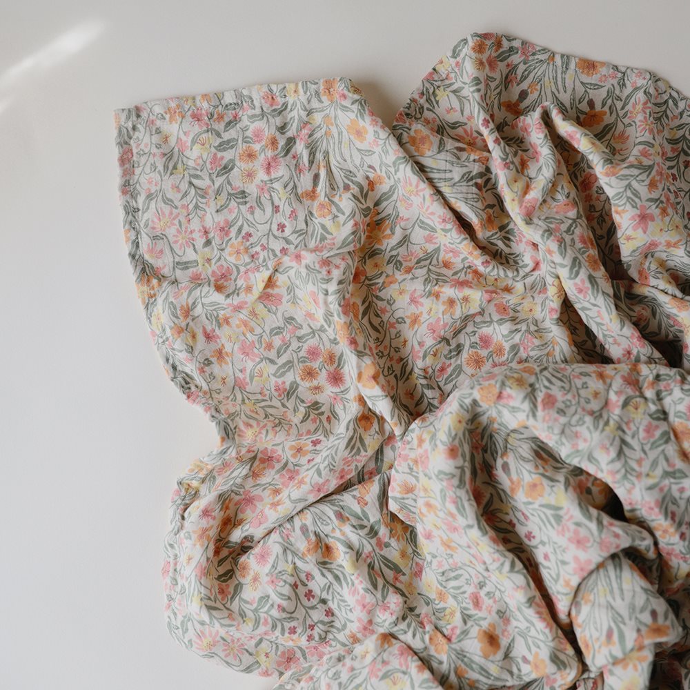Mushie muslin swaddle pelena - Pastel Blooms