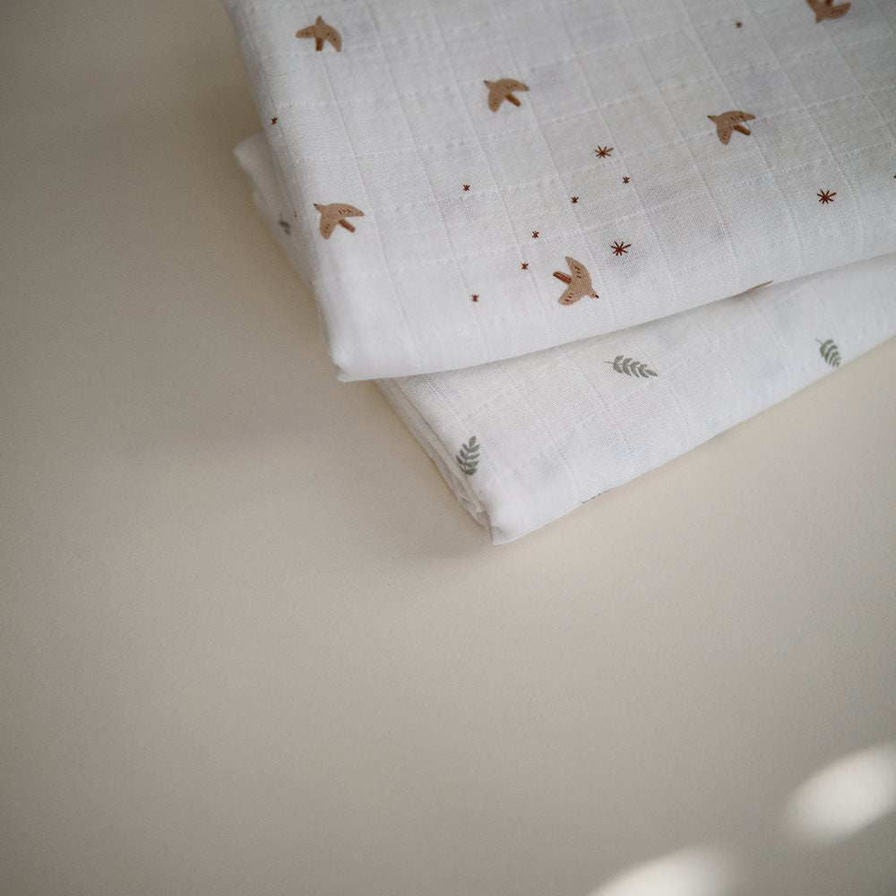 Mushie muslin swaddle pelena - Leaves