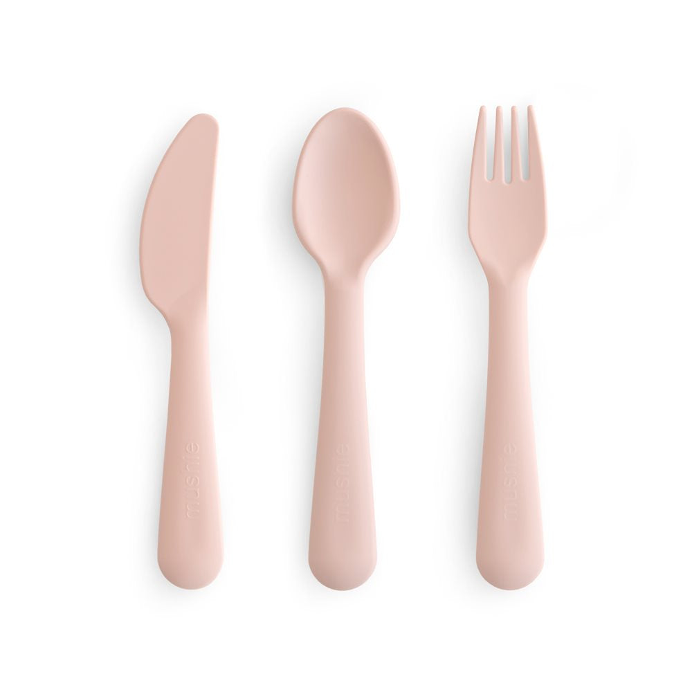 Mushie set pribora (viljuška, kašika, nož) - Blush