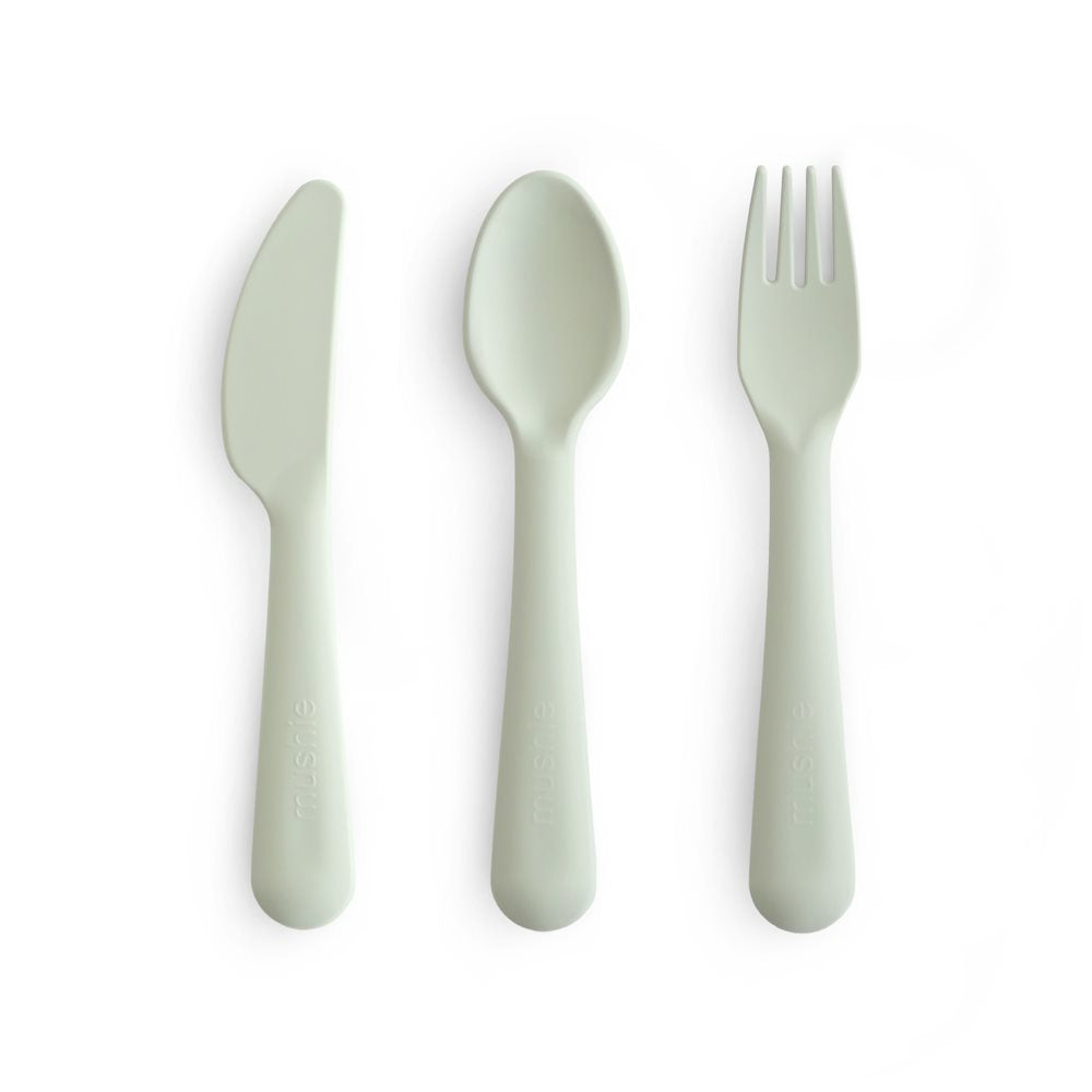 Mushie set pribora (viljuška, kašika, nož) - Sage