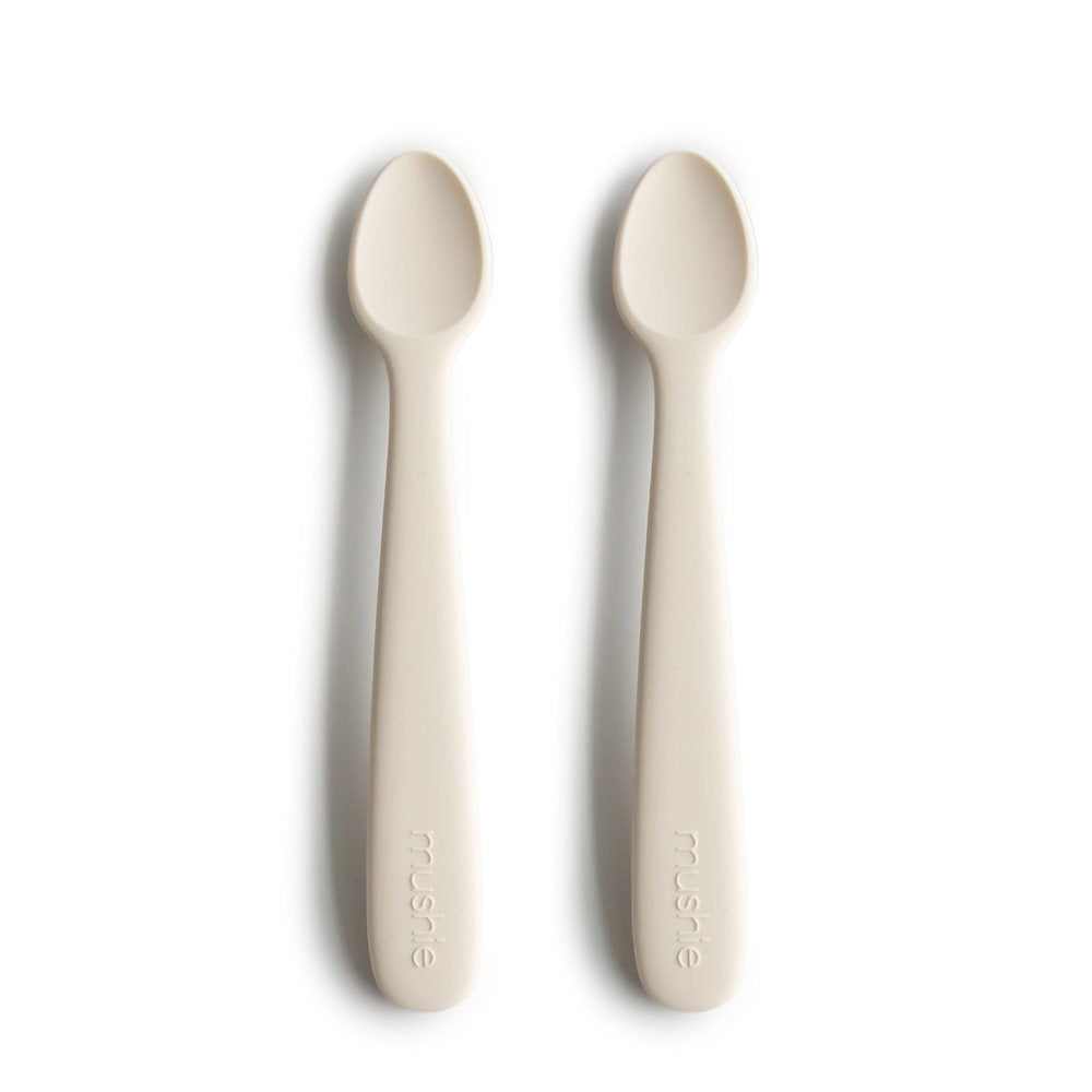 Mushie silikonski set od 2 kašike - Ivory
