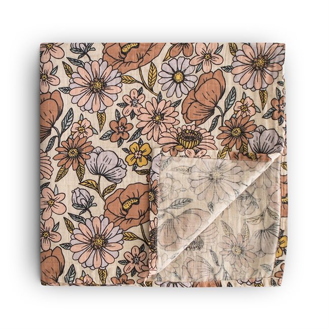 Mushie muslin swaddle pelena - Retro Flowers