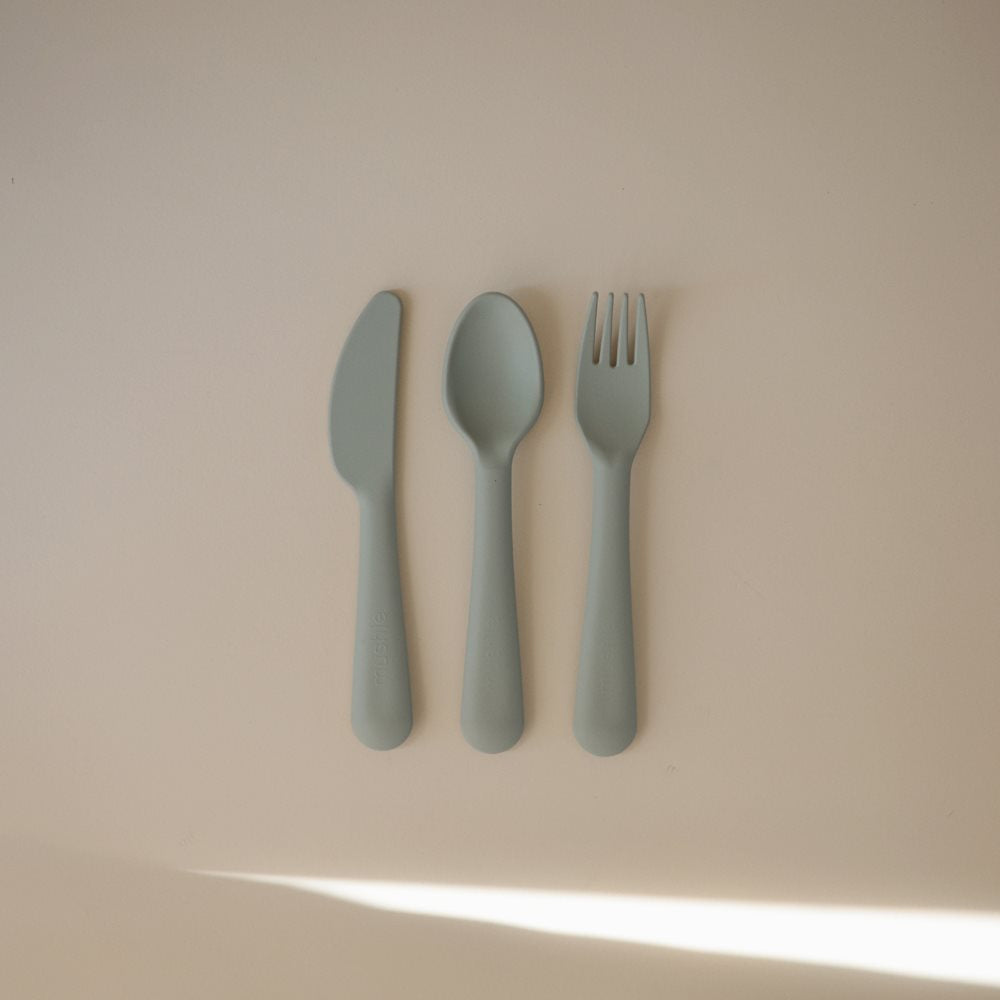 Mushie set pribora (viljuška, kašika, nož) - Sage