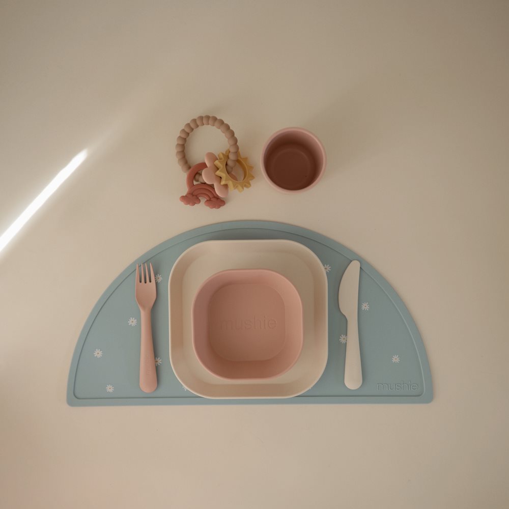 Mushie set pribora (viljuška, kašika, nož) - Blush
