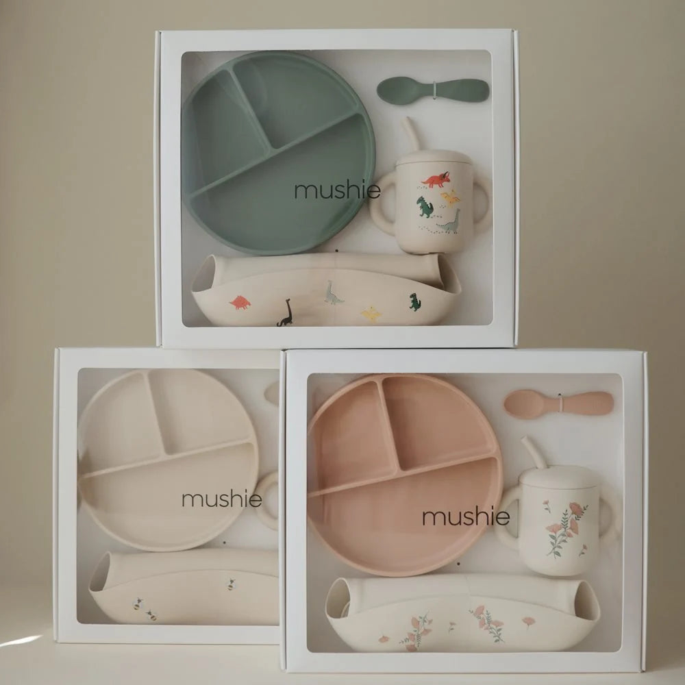 Mushie silikonski set za hranjenje - Dinosaurs