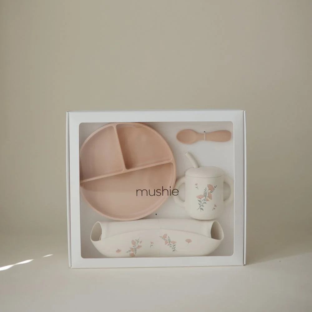 Mushie silikonski set za hranjenje - Rose Flowers