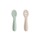 Mushie kašike za prvo hranjenje bebe - silikon 2 kom - Cambridge Blue/Shifting Sand