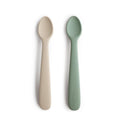 Mushie silikonski set od 2 kašike - Cambridge Blue/Shifting Sand