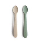 Mushie silikonski set od 2 kašike - Cambridge Blue/Shifting Sand