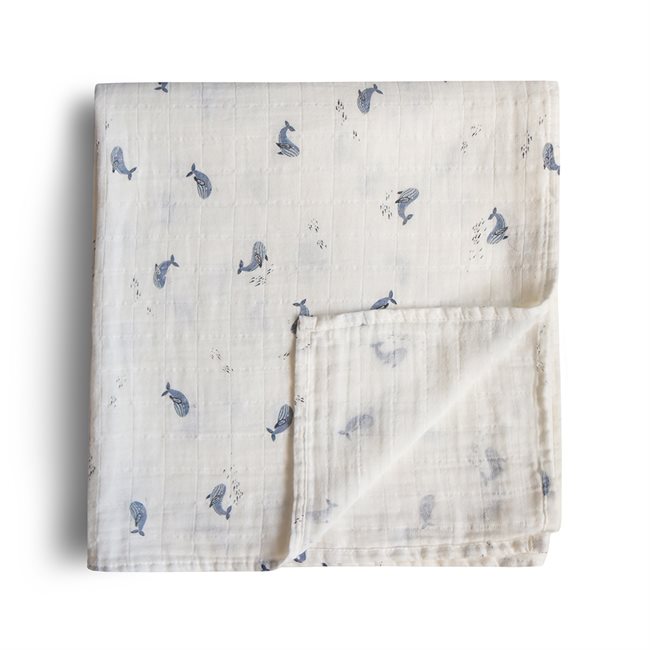 Mushie muslin prekrivka - Whales
