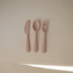 Mushie set pribora (viljuška, kašika, nož) - Blush